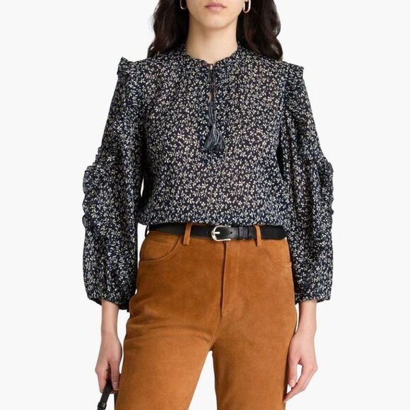 Ulla Johnson Tops - Ulla Johnson Women's Size 2 Lillian Floral-Print Cotton-Crepe Blouse